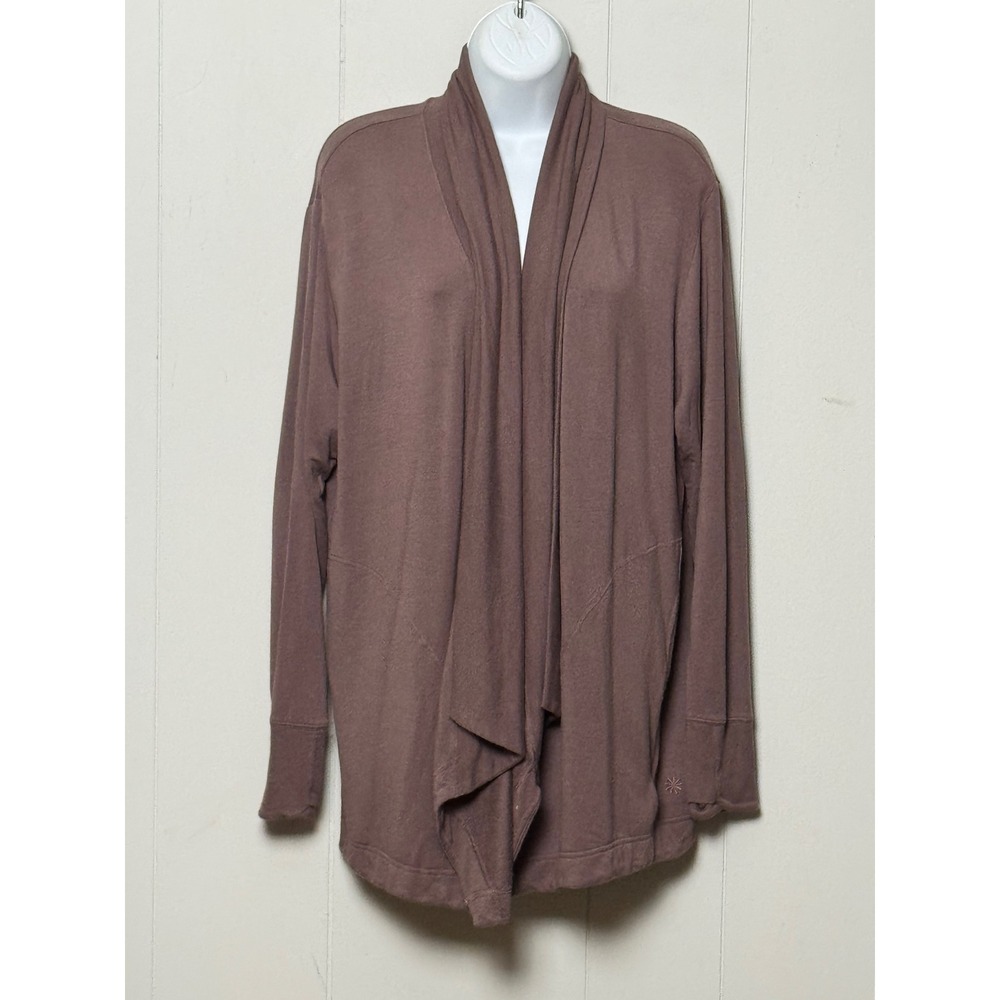 Athleta Pranayama Wrap Mauve Brown Open Front Cardigan Tencel Modal Size Medium